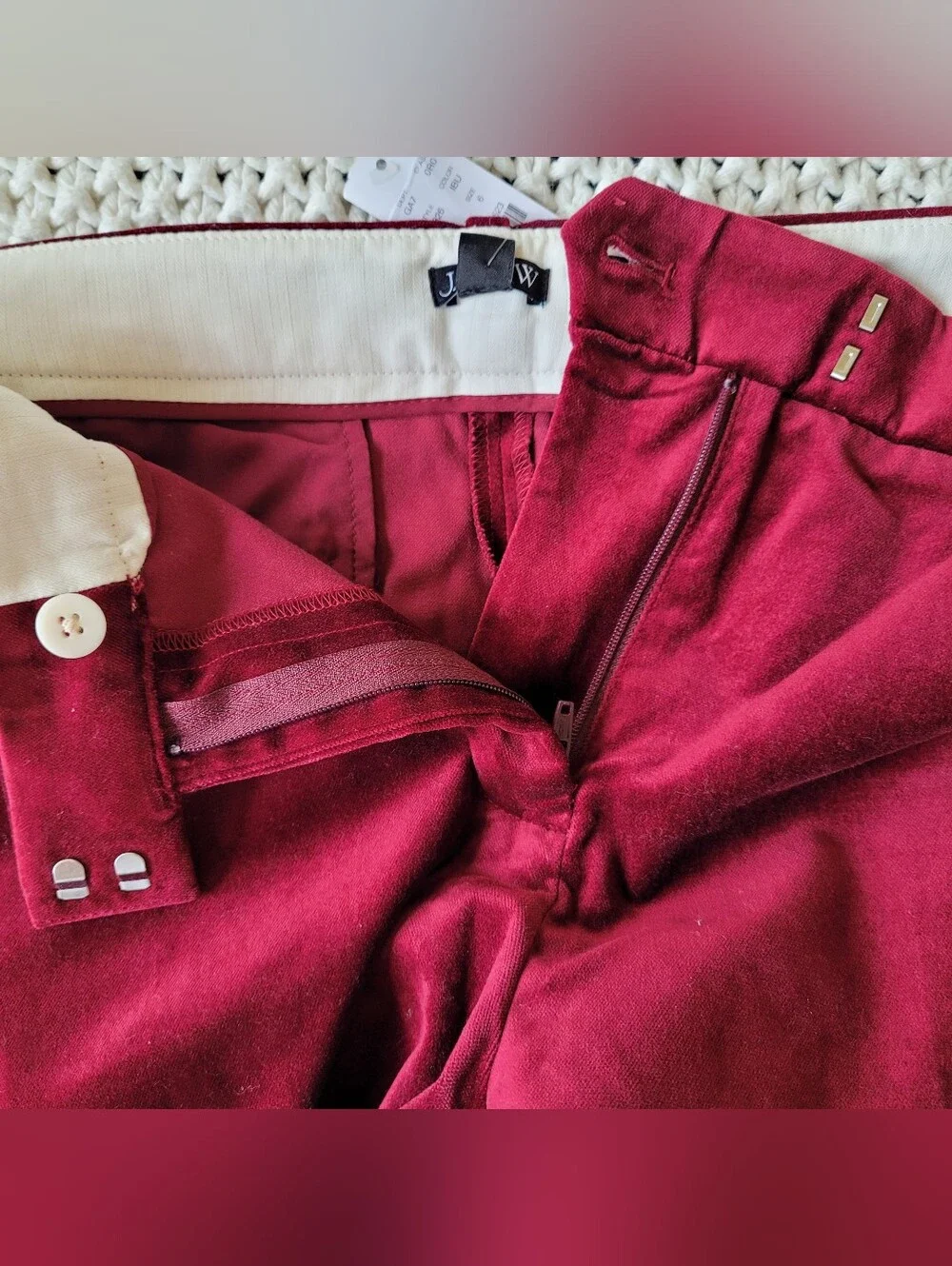 NWT J. Crew Stella Pant In Velvet, Inky Burgundy